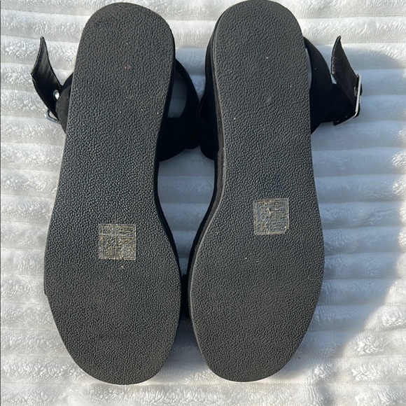 ASOS Black Suede Sandals with Wide Strap and Cushioned Sole - Picture 9 of 12